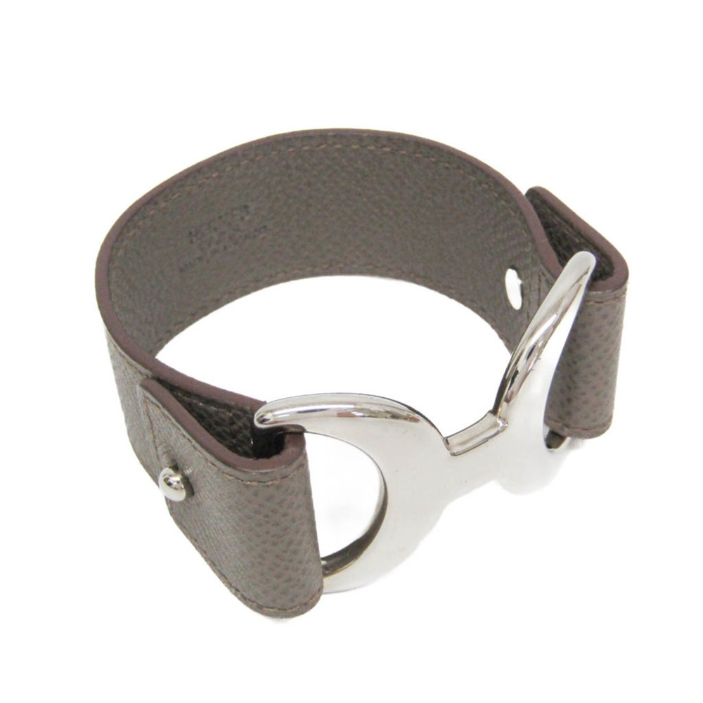 HERMES Silver Leather Bracelet